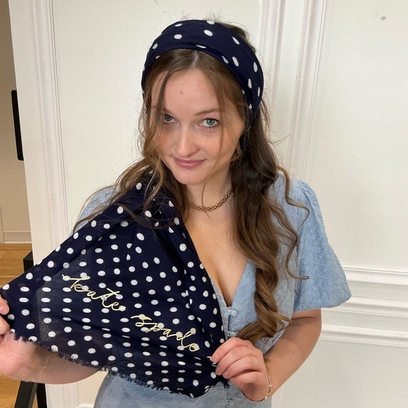 Kate Spade Navy Polka Dot Scarf - Picture 2 of 7